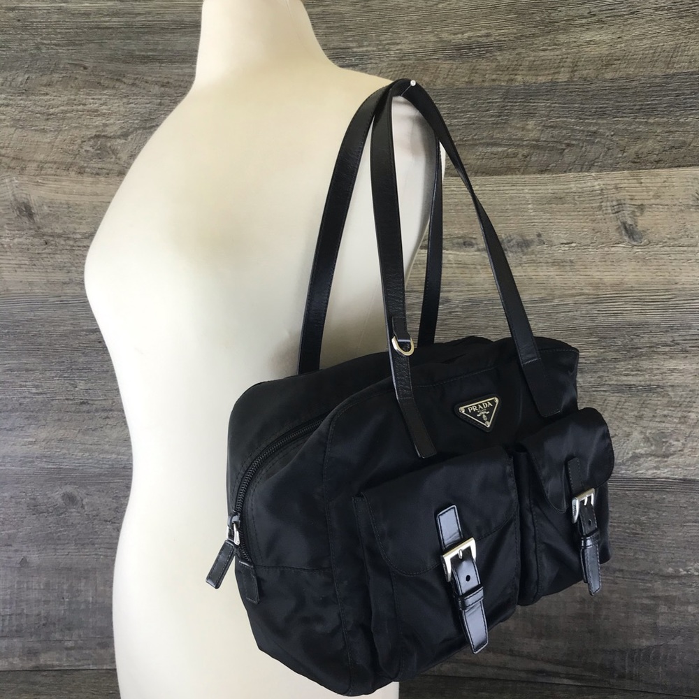 Prada second listing black tessuto nylon satchel